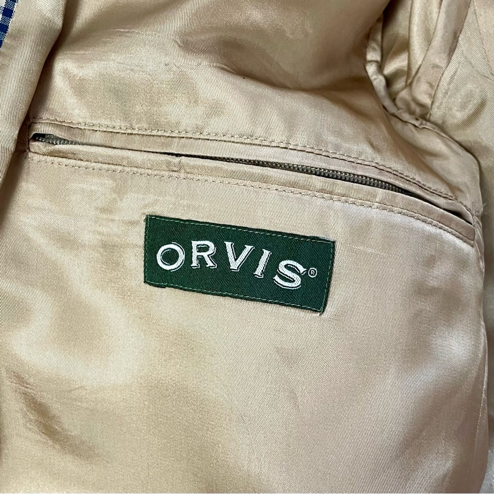 Orivs Classic Blue and Tan Gingham Three-Button Sport Coat Blazer Size 38R - Picture 11 of 16